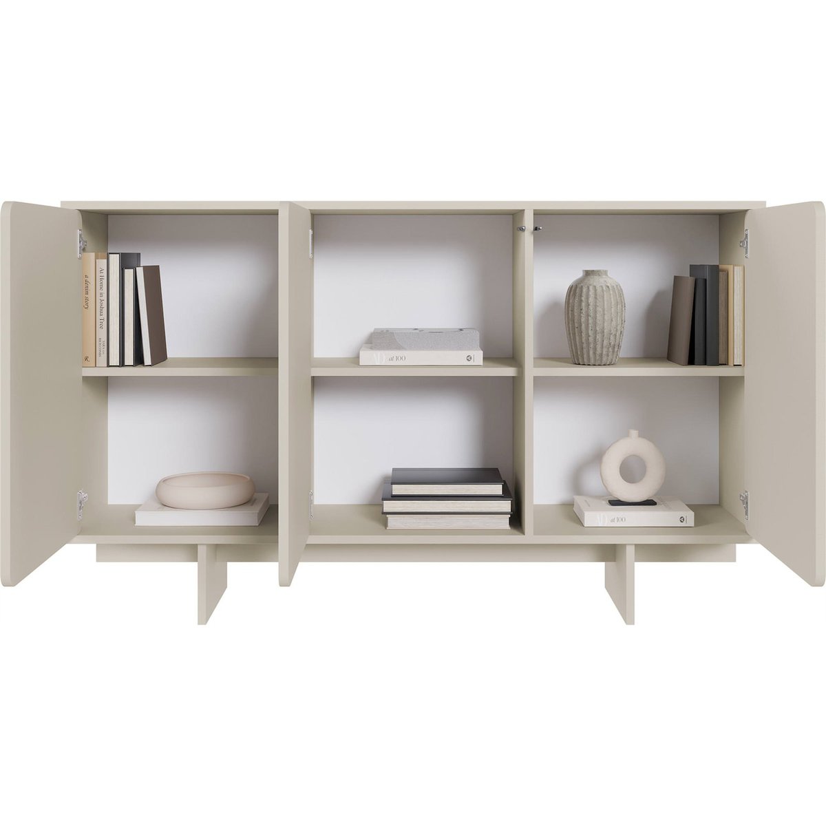 Buffet bas 3 portes collection WUWU beige grisé, RECOLLECTION