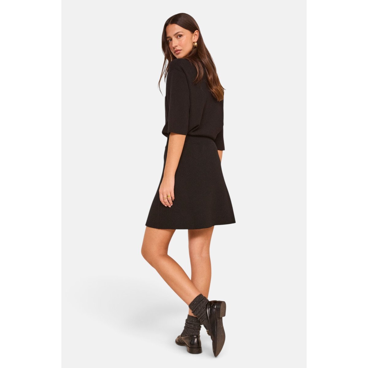 Jupe courte en laine VIRGINIA noir, Maison 123
