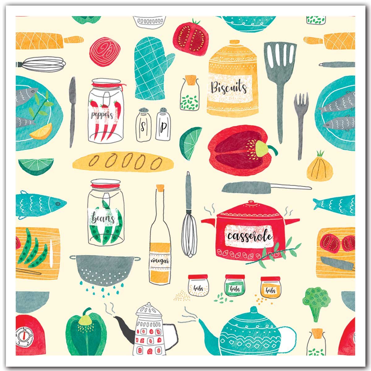 Affiche cuisine set de vaisselle affiche seule, HEXOA