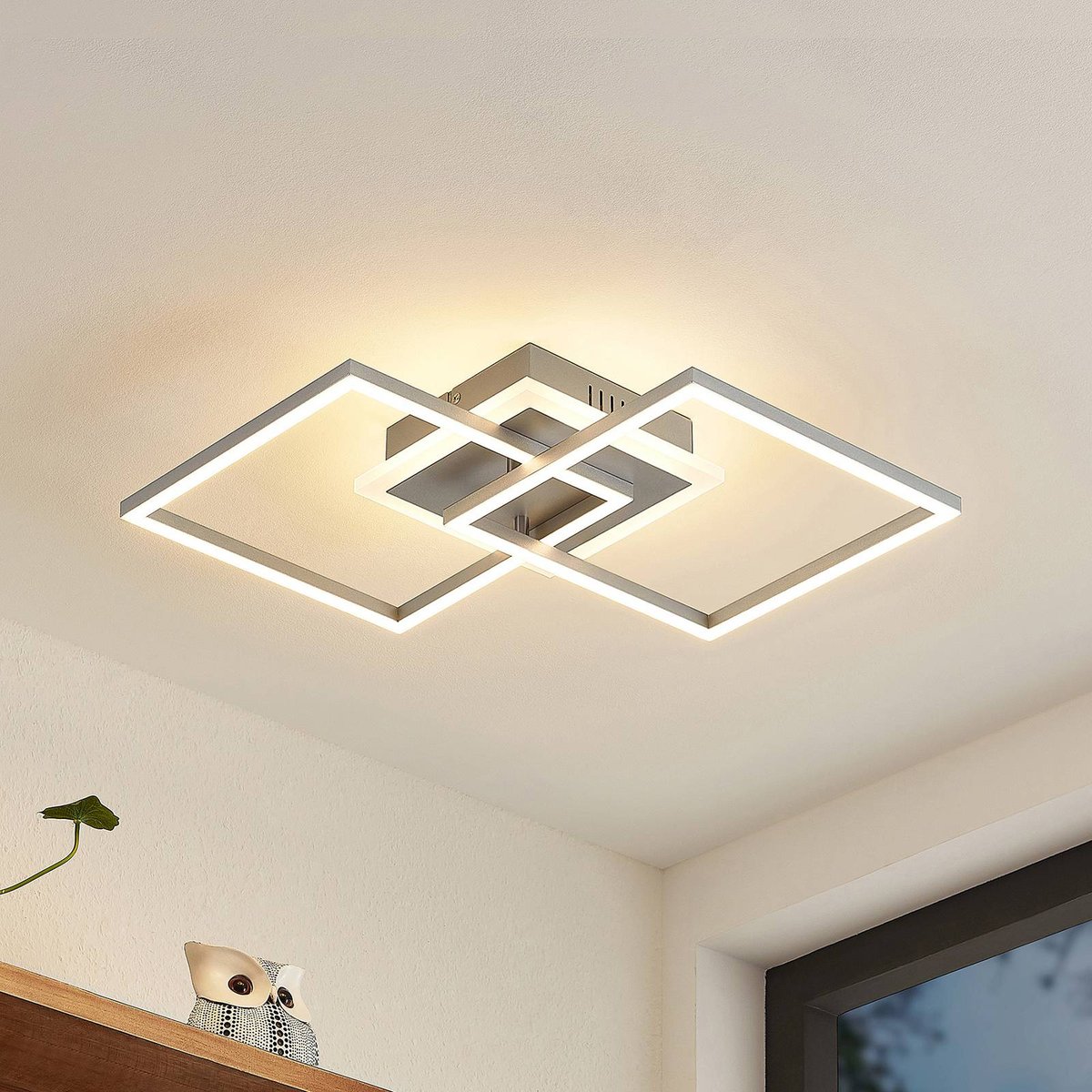 Plafonnier en aluminium moderneLED, Fjardo argent, LINDBY