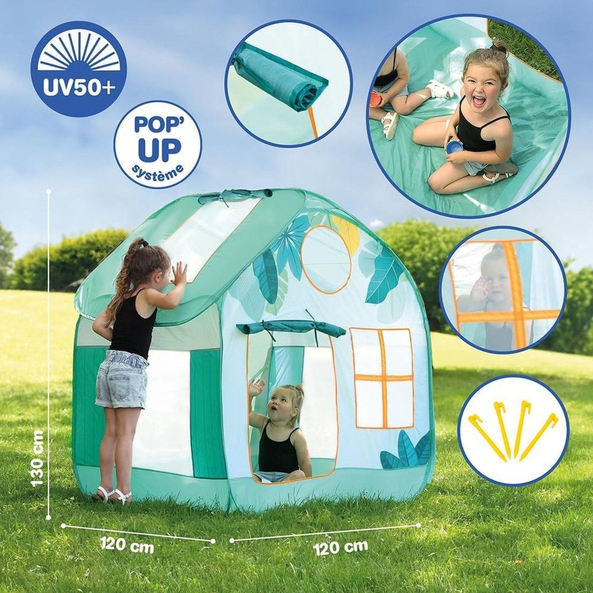 Maison tente de jeu Cottage XXL d'extérieur pour enfant couleur unique, LUDIMOUSSE