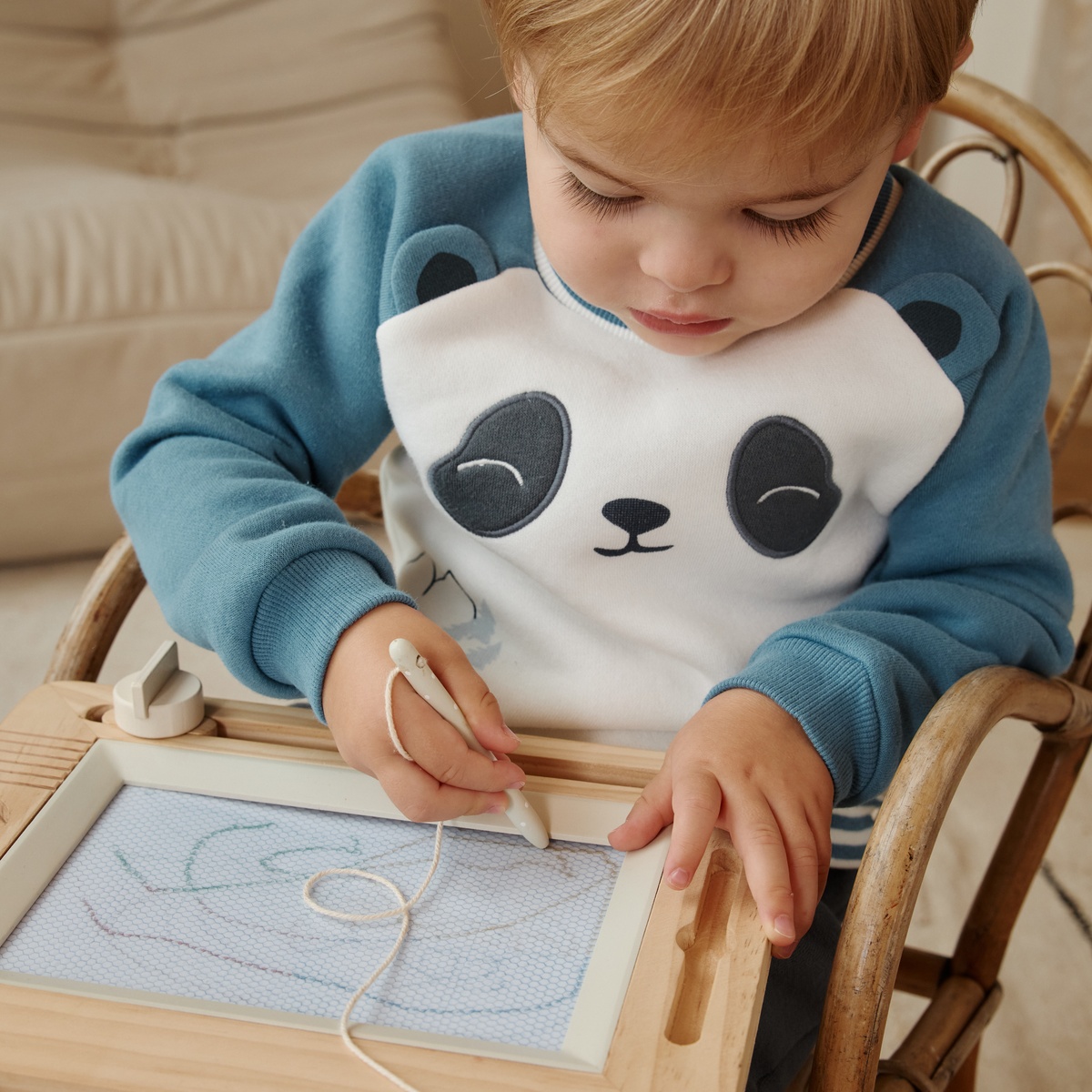 Ensemble enfant sweat et pantalon en molleton Tao bleu, PETIT BEGUIN