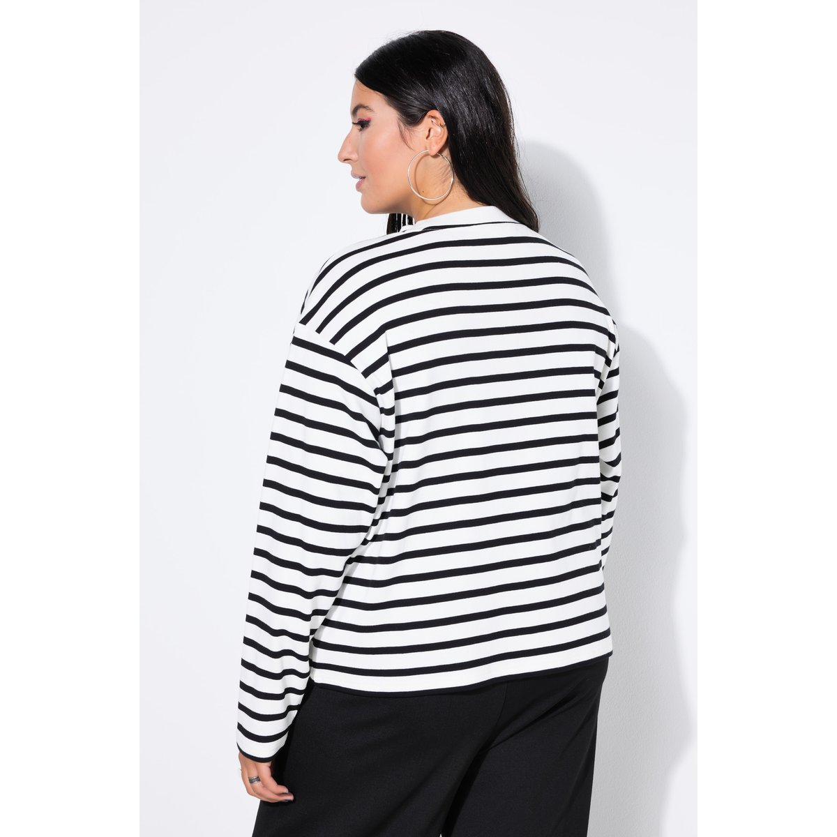 Sweat-shirt ultra-oversize, rayures blanc cassé, STUDIO UNTOLD