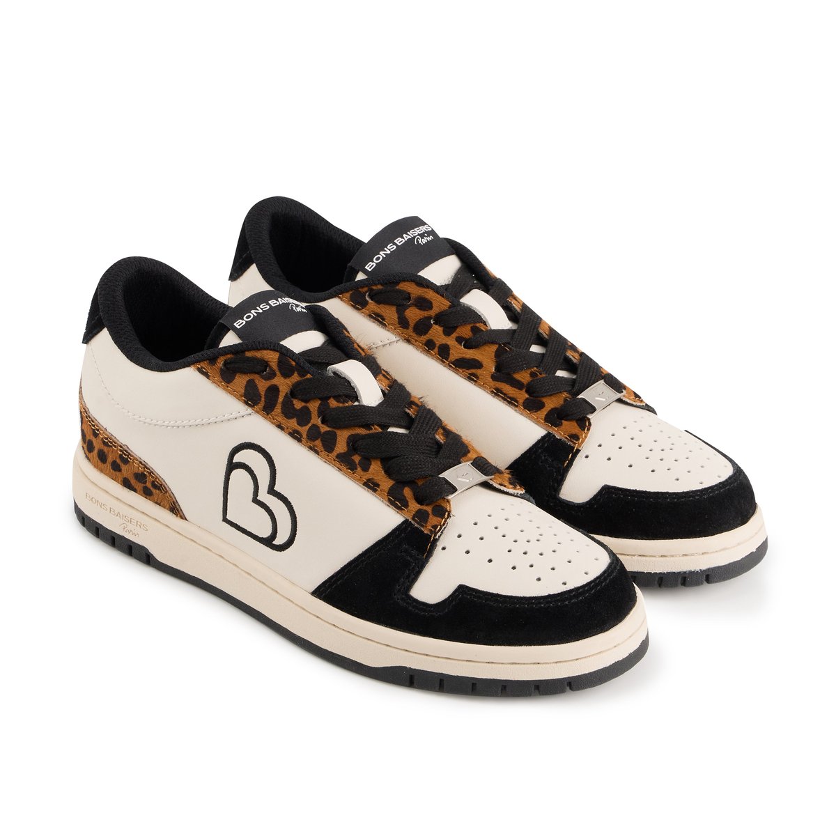Baskets En Cuir Serena  Leopard beige, BONS BAISERS