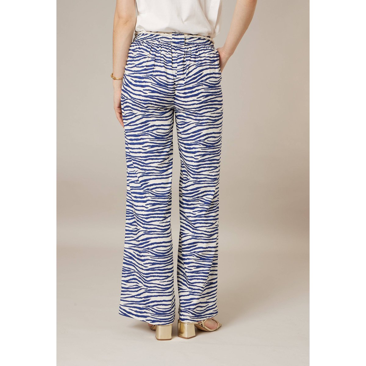Pantalon large femme imprimé animalier DONAZIA blue, DEELUXE