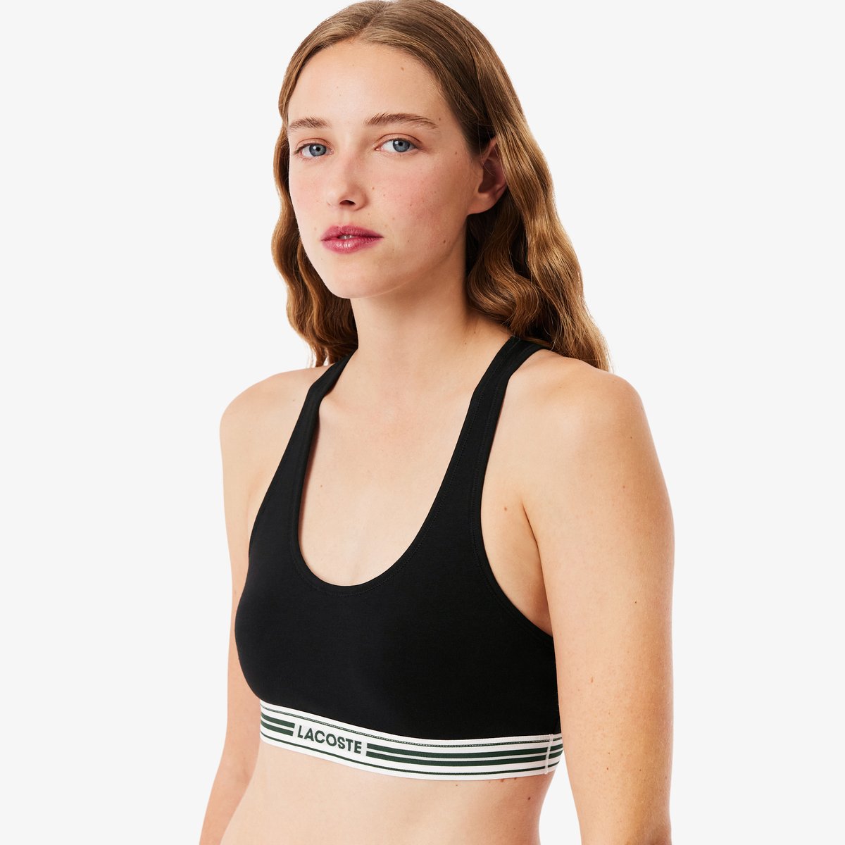 Brassière coton stretch bande contrastée noir-031, LACOSTE