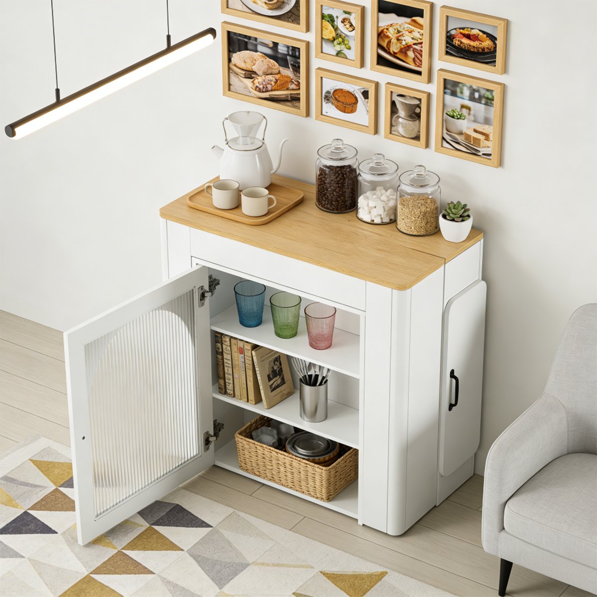 Table à manger extensible à allonge papillon intégrée, ELMOC chêne, MEUBLES COSY