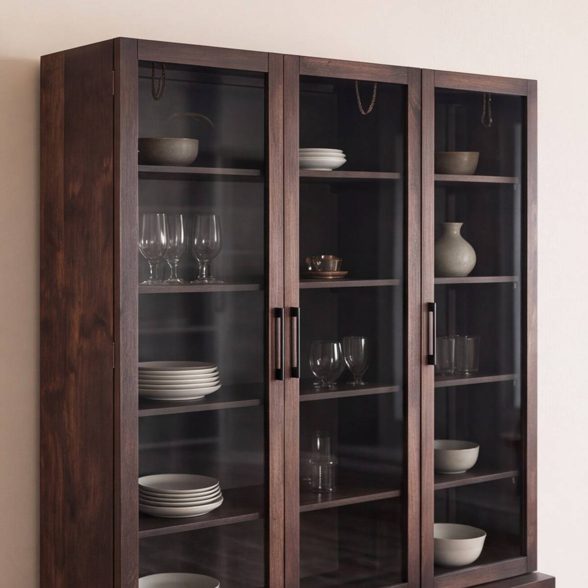 Vaisselier en bois de manguier foncé NYLA bois foncé, MADE IN MEUBLES 