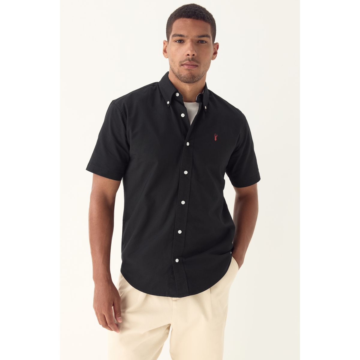 Chemise oxford à manches courtes noir, NEXT