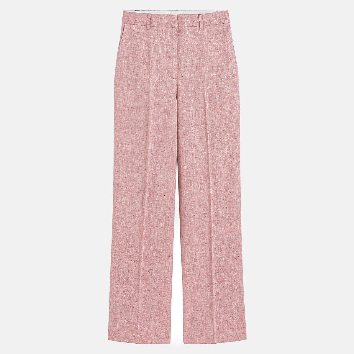 Straight Linen/cotton Trousers with Wide Leg dusty pink, LA REDOUTE COLLECTIONS