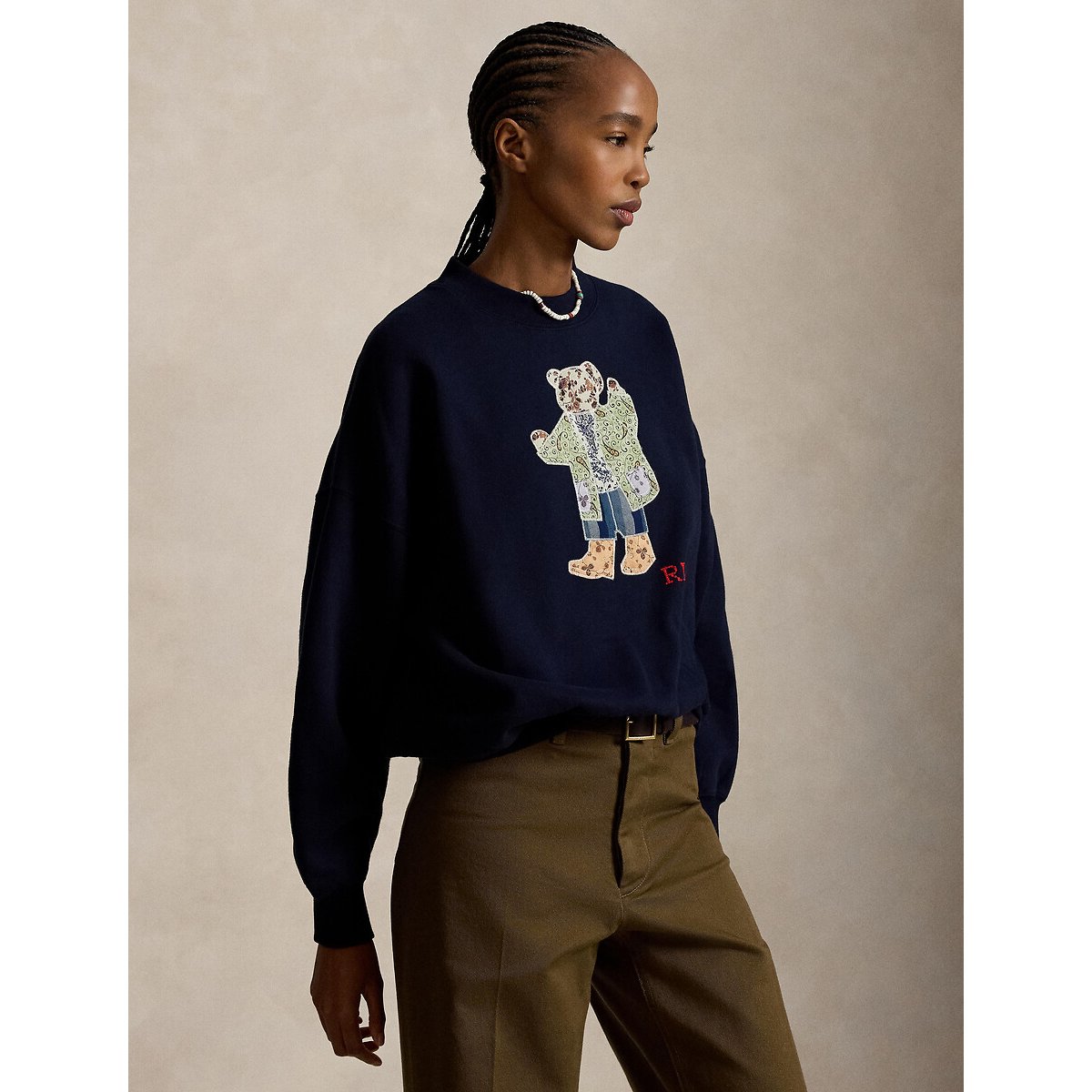 Sweat col rond, POLO BEAR patchwork marine, POLO RALPH LAUREN