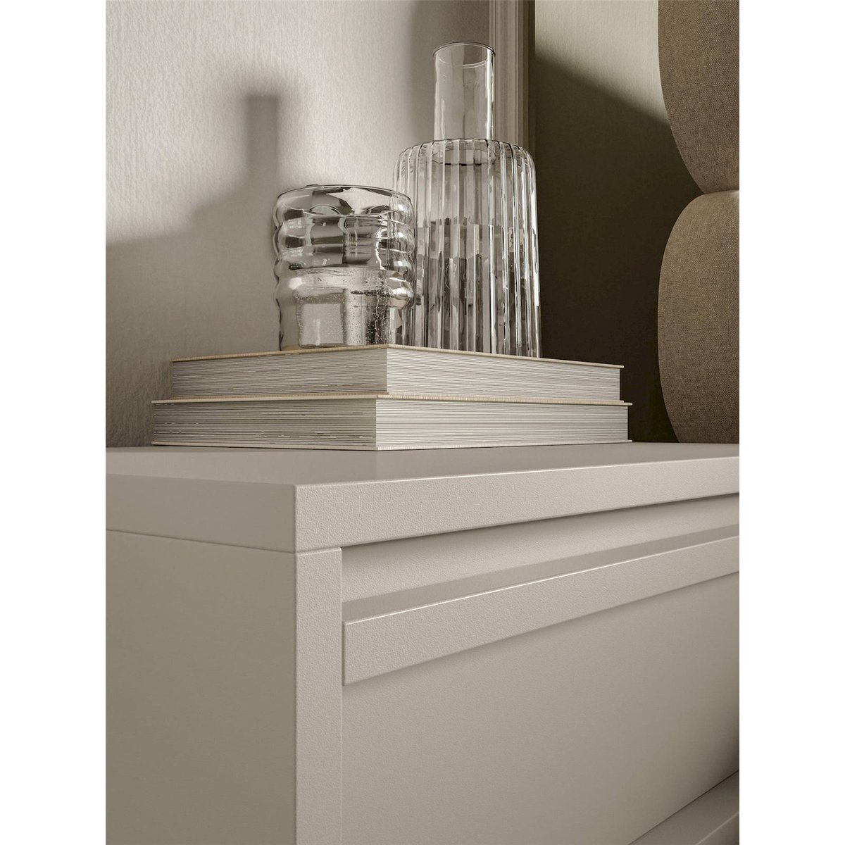 Table de chevet avec tiroir collection EVO gris beige cachemire, RECOLLECTION