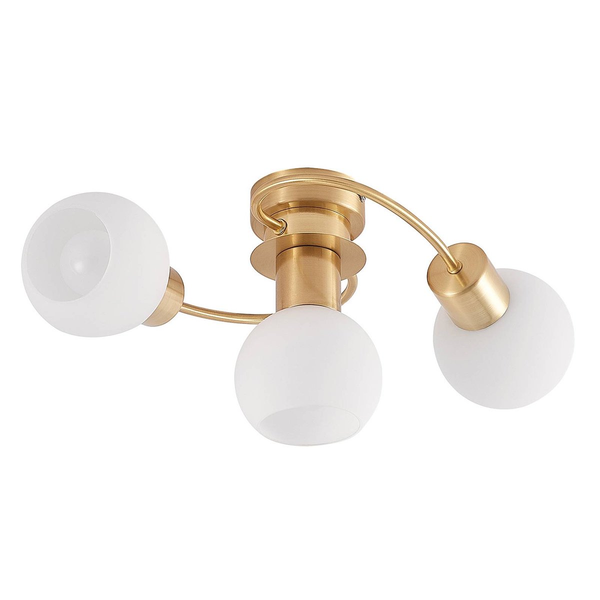 Plafonnier en verre moderne, Ciala laiton, blanc, LINDBY
