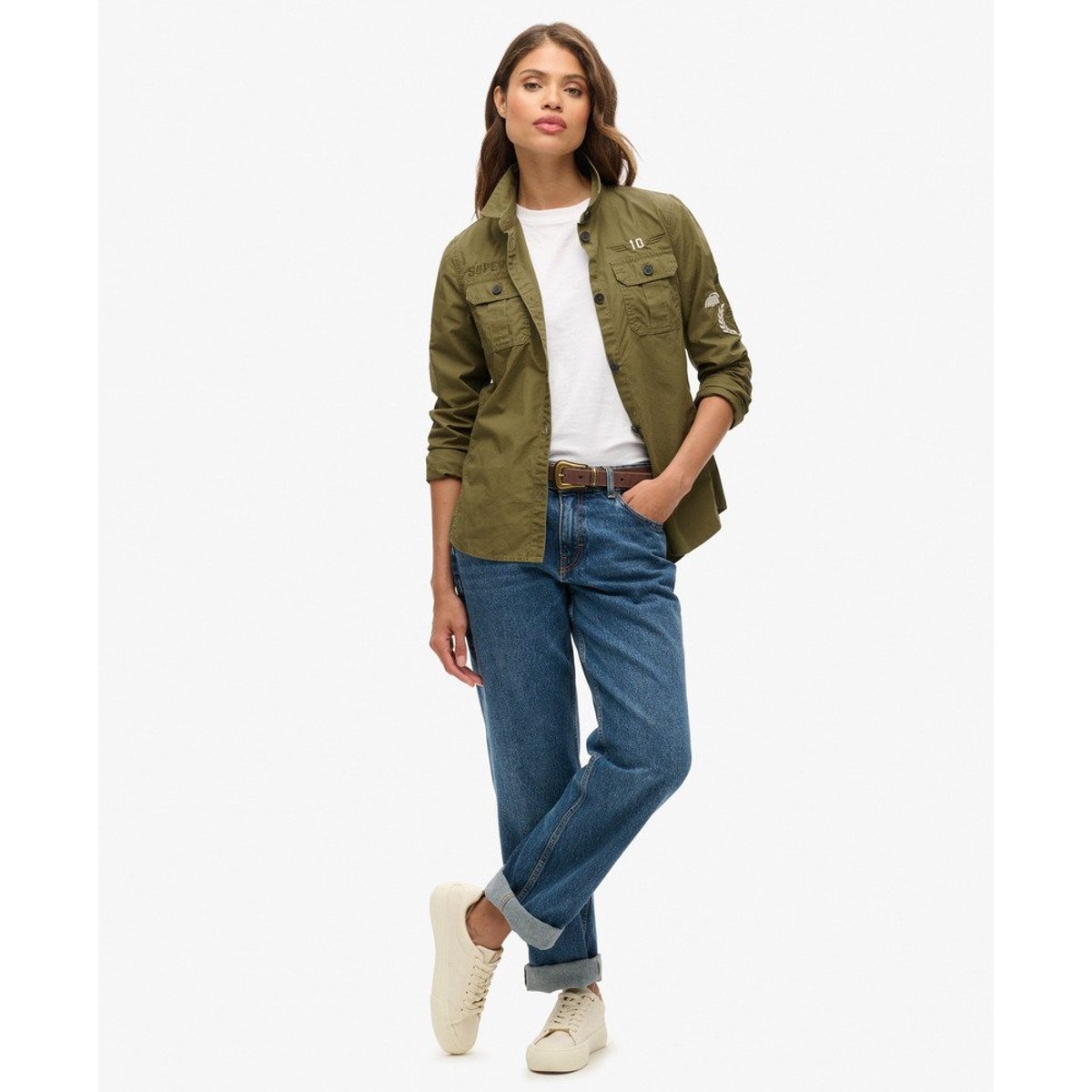 Chemise style militaire vert olive brûlé, SUPERDRY