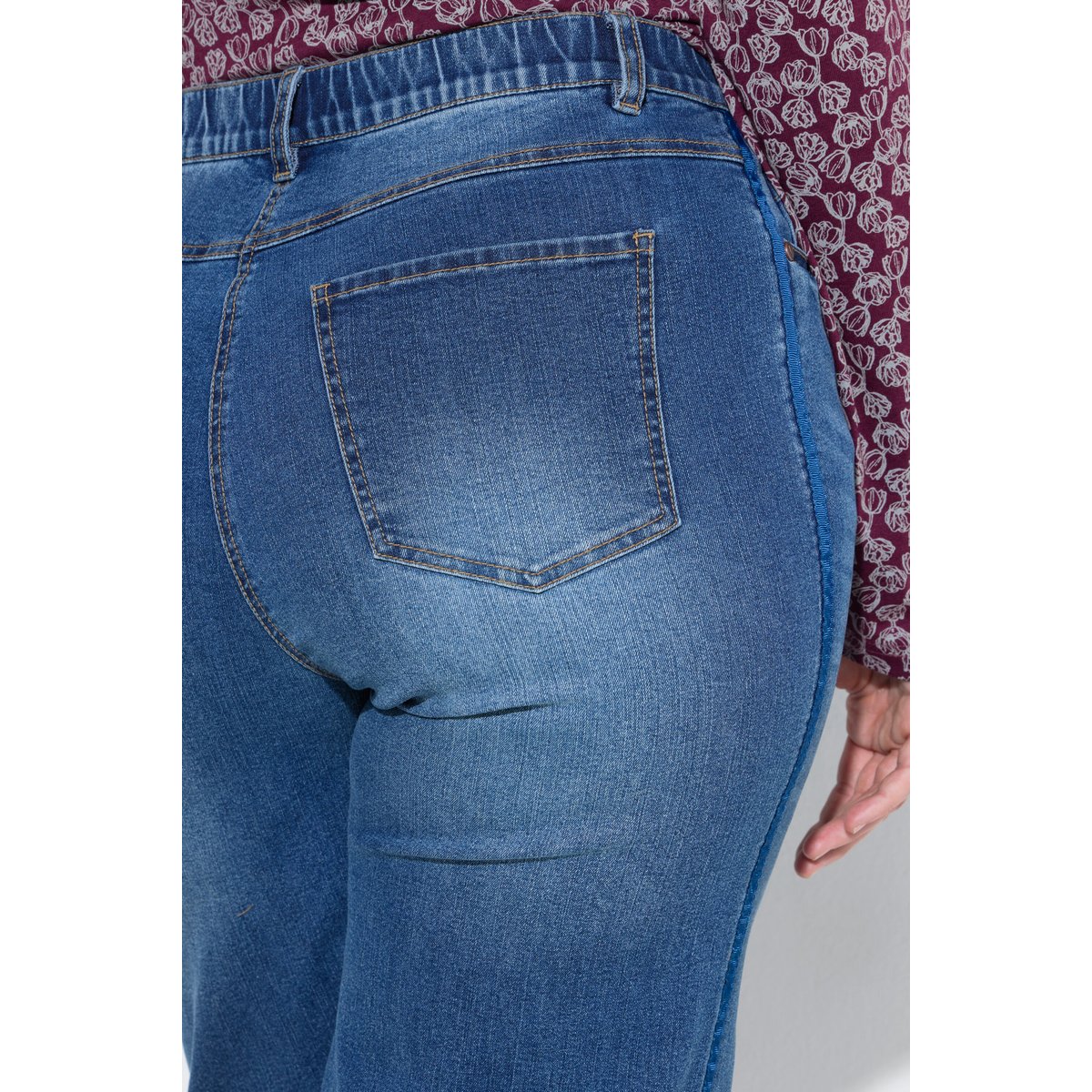 Jean Mary jambe large, ruban reps bleu jean, ULLA POPKEN