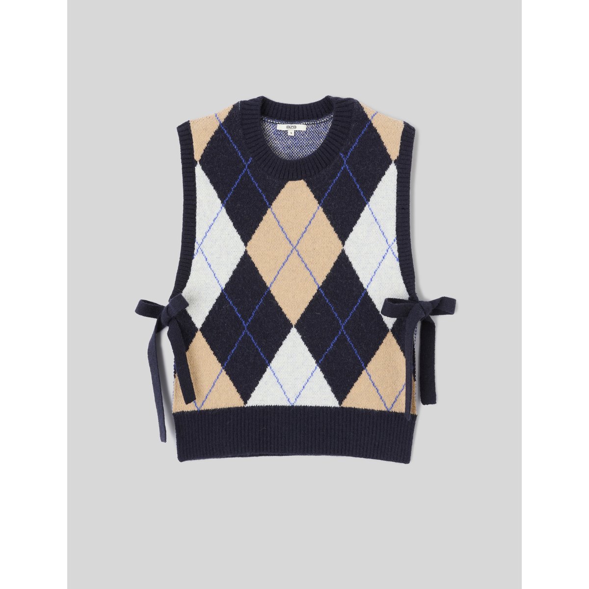 Pull sans manches jacquard multicolore, BZB
