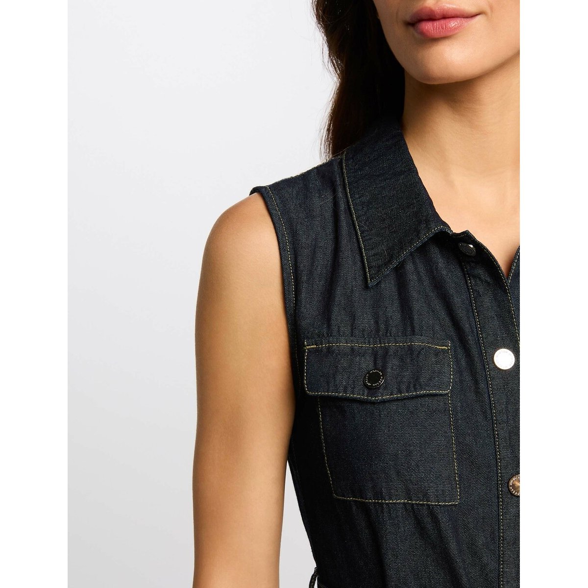 Robe longue droite en jean bleu, MORGAN