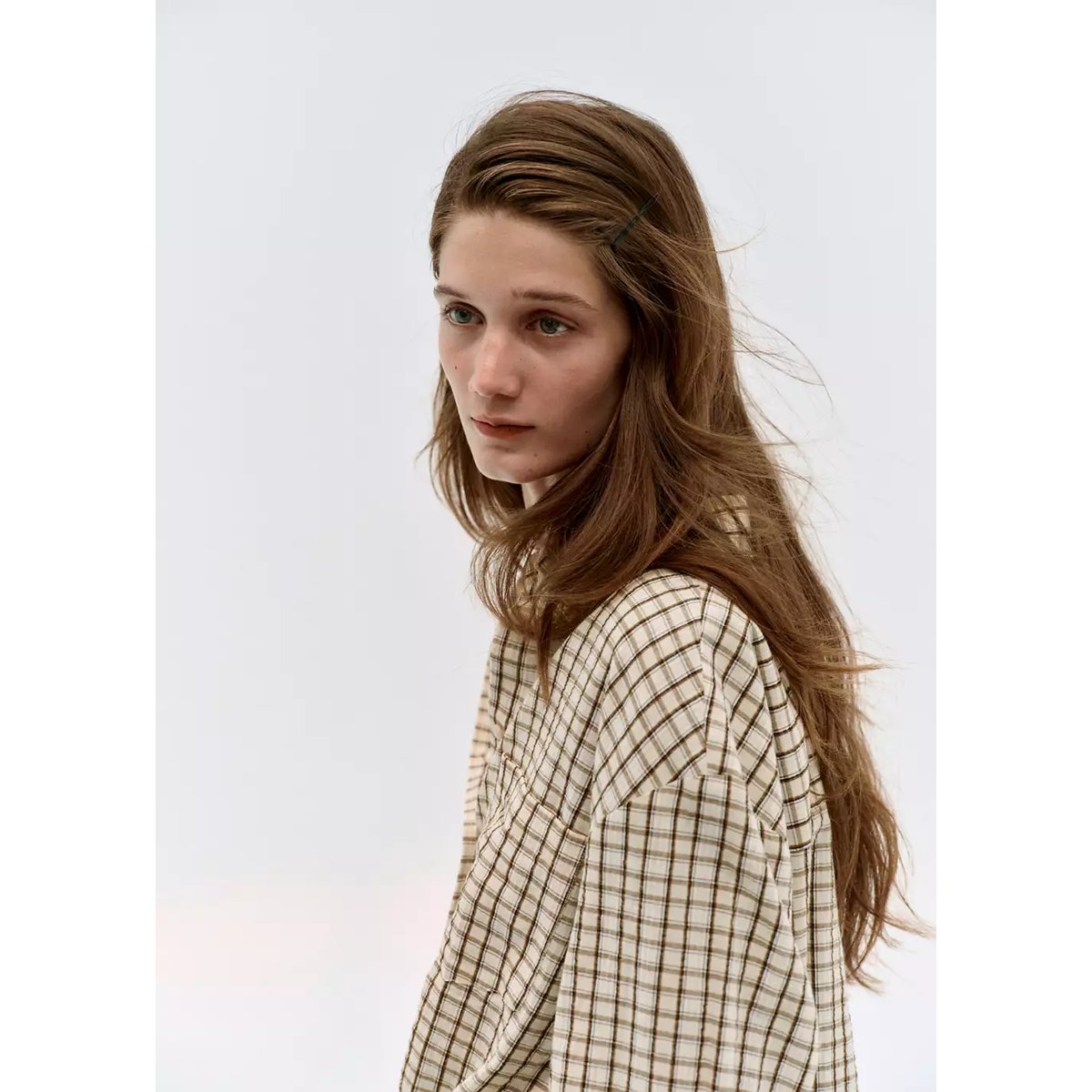 Chemise à carreaux en coton marron, MANGO