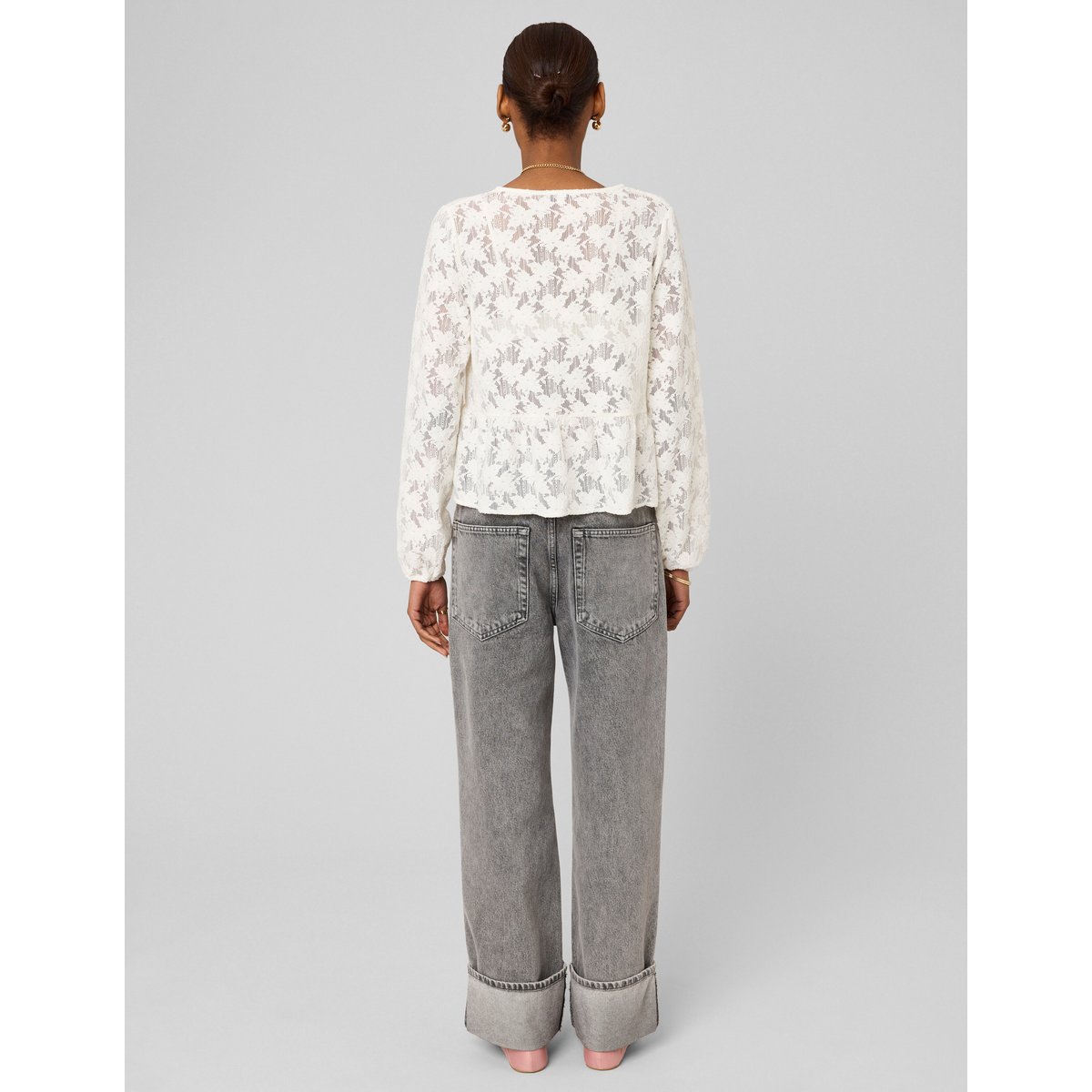 T-shirt en crochet à nouer blanc écru, BZB