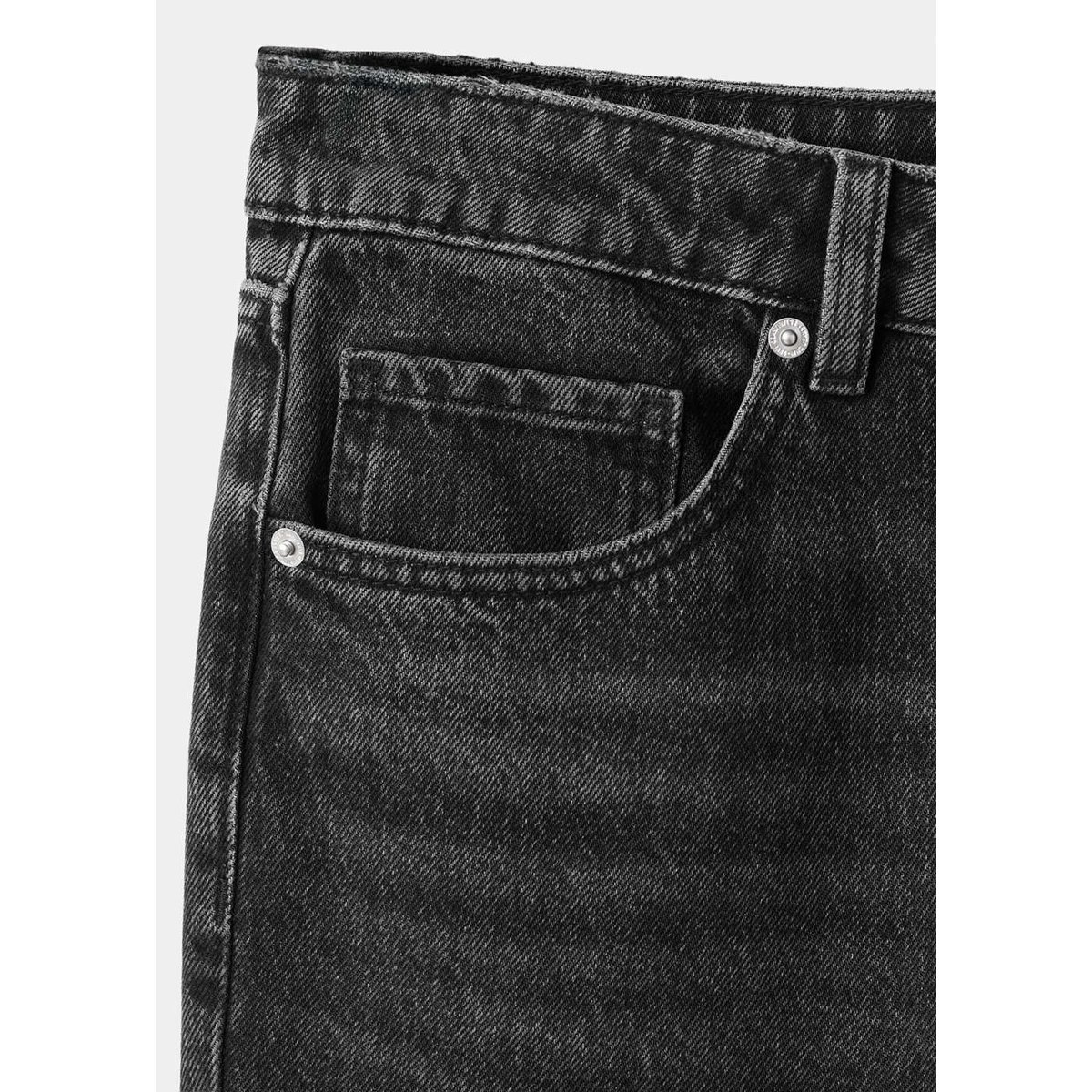 Jean droit taille basse black denim, MANGO