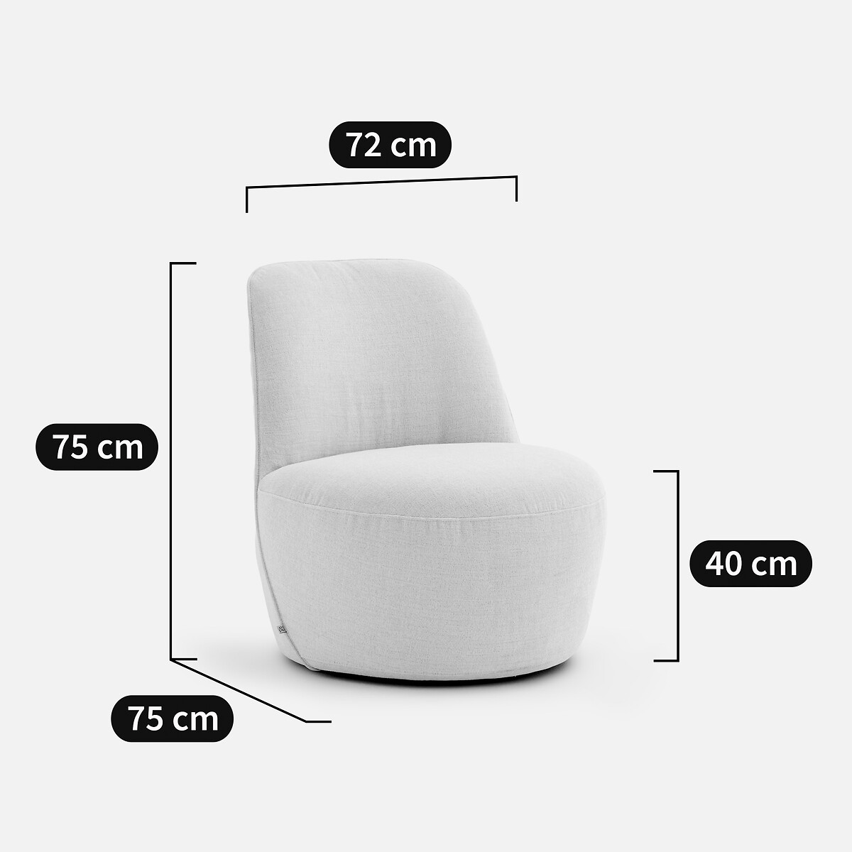 Draaibare fauteuil, in polyester, ROSEBURY, ontwerp Emmanuel Gallina ivoor, EMMANUEL GALLINA X AM.PM