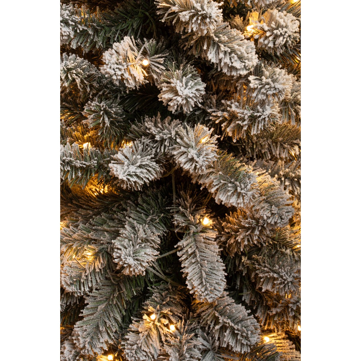 Sapin de Noël artificiel étroit et enneigé avec LED H260 cm CHARLTON vert, BLACK BOX TREES