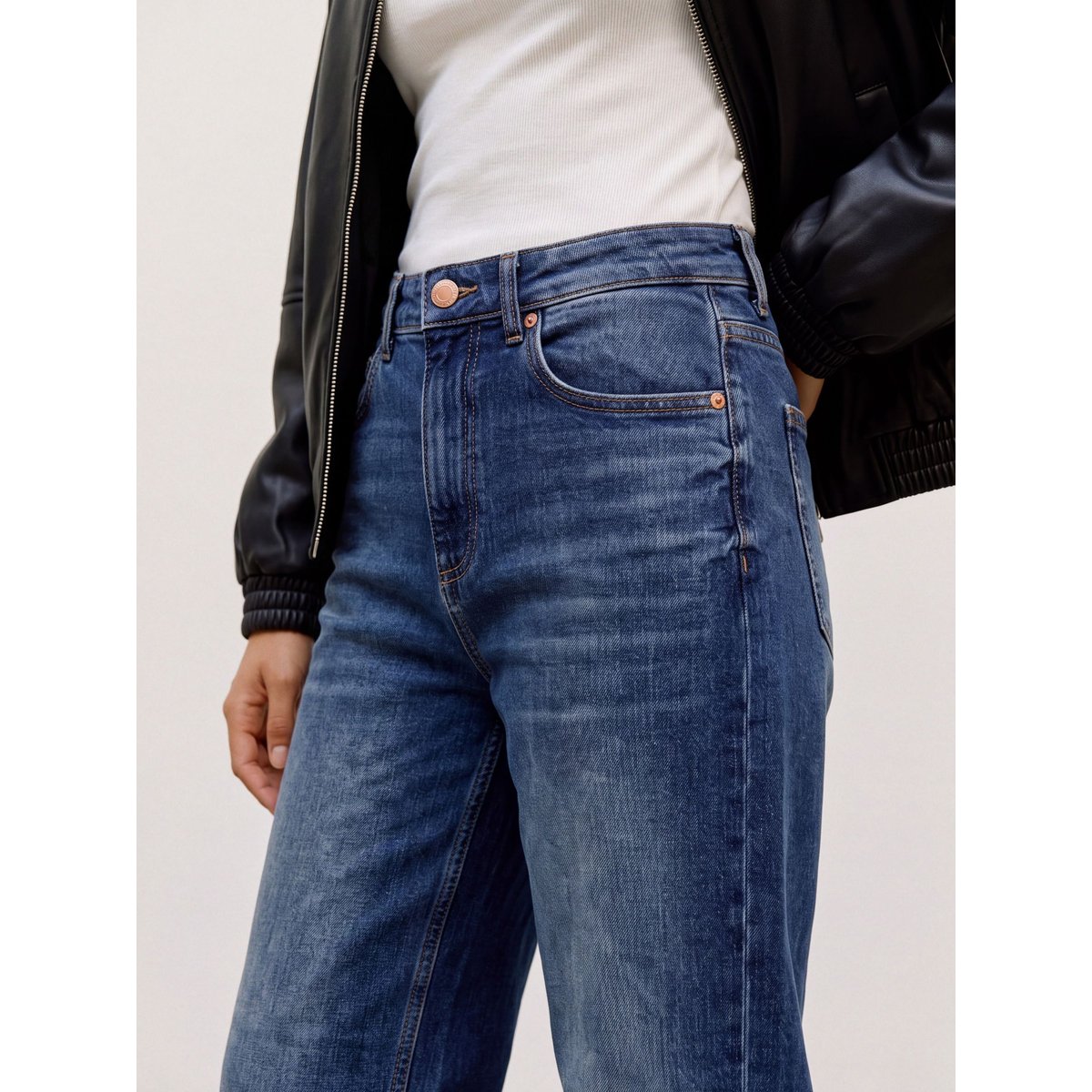 Jean À Coupe Large dark blue denim 1, VERO MODA