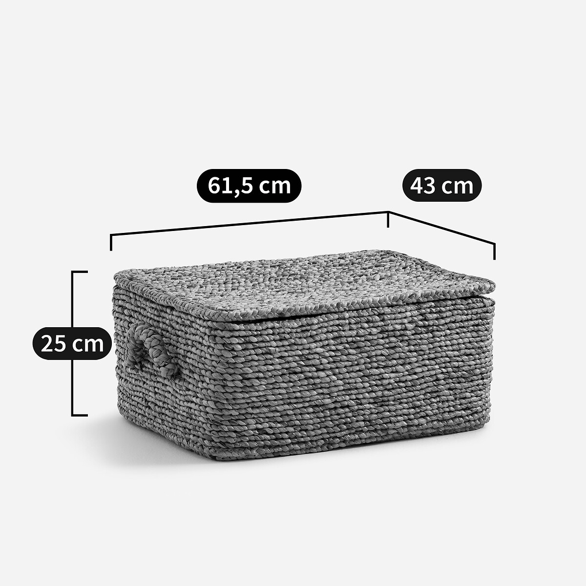 Cesta rectangular tejida en jacinto de agua, LIAN natural, AM.PM
