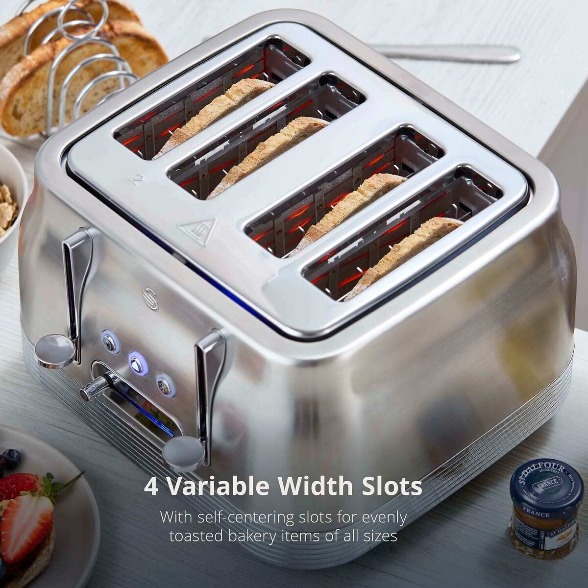 RetroRevive 4-Slice Toaster silver-coloured, SWAN
