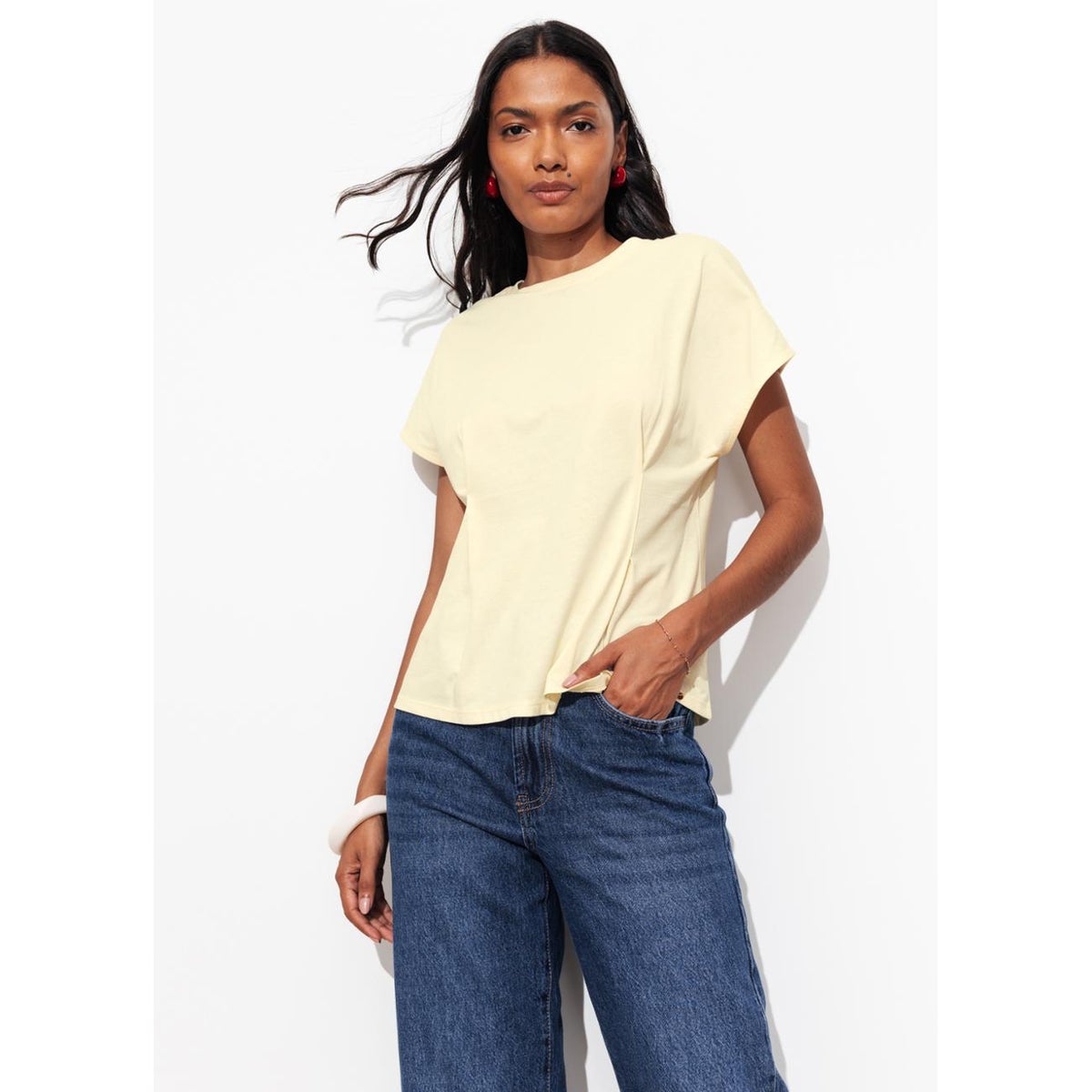 T-shirt à pinces blanc, PROMOD