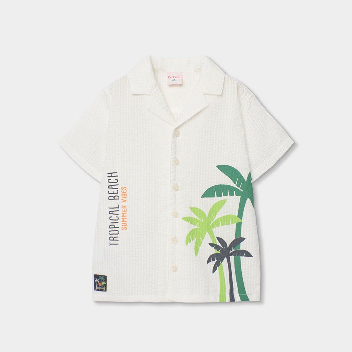 Chemise popeline palmiers blanc, BOBOLI