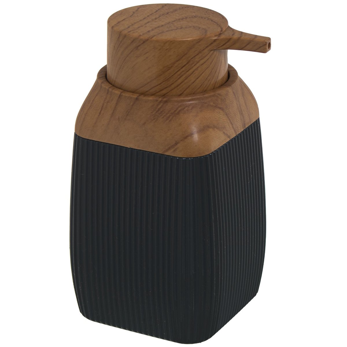 Distributeur de savon acrylique noir et bois 300ml noir, WADIGA