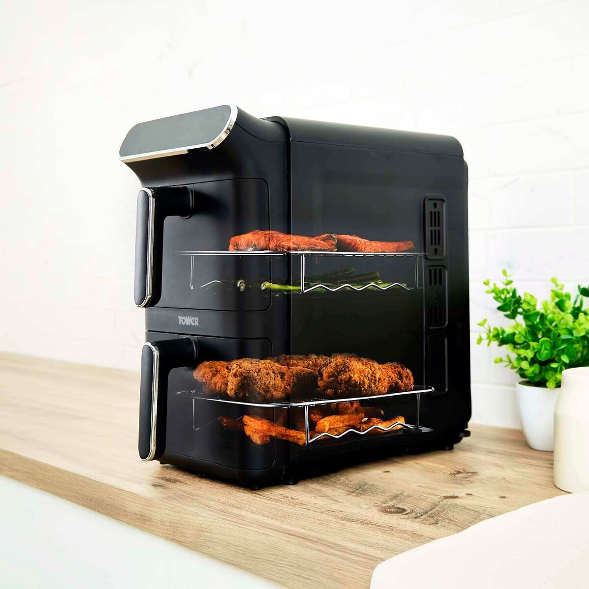 Vortx 11L Dual Layer Air Fryer - T17190 black, TOWER