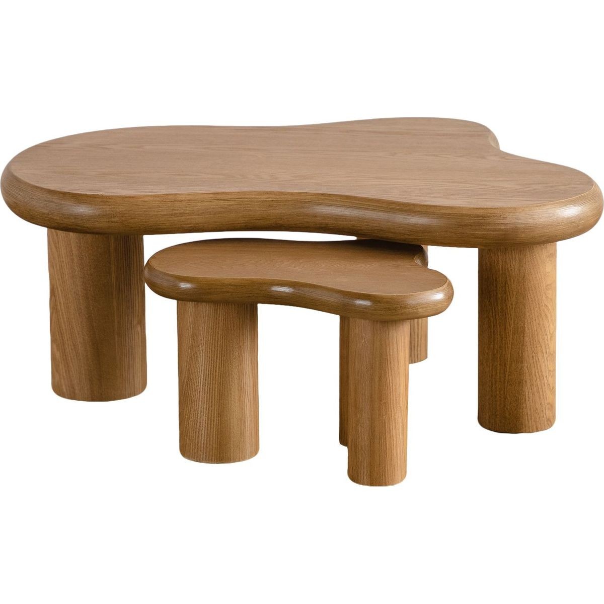 Lot de 2 tables basses organiques gigognes - WAVE bois, HOMIFAB
