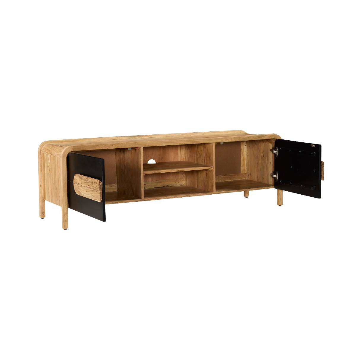 Meuble TV en bois d'acacia CESAR noir, MADE IN MEUBLES 