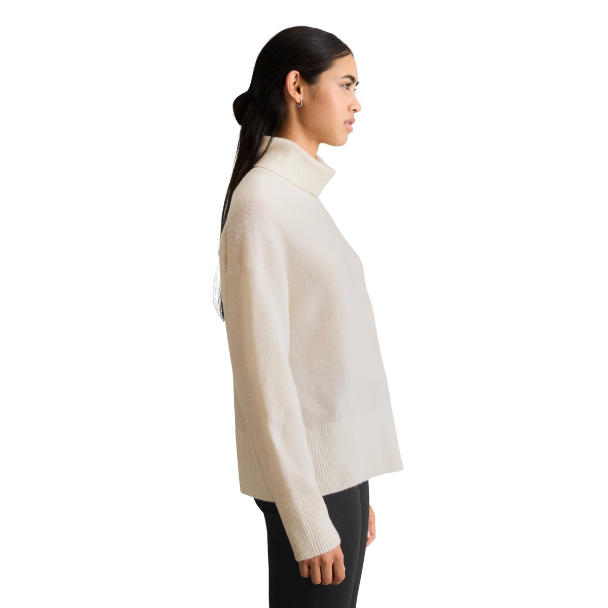 Pull à col roulé ample en mélange de laine vierge douce blanc, MARC O’POLO DENIM