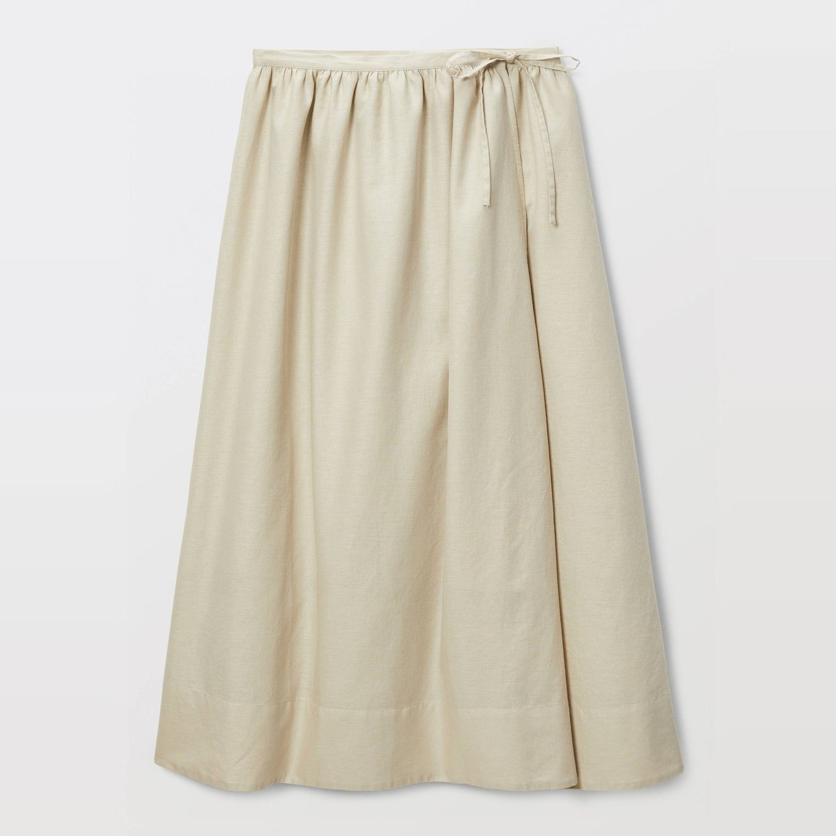 Jupe midi unie portefeuille contenant du lin bones, MONOPRIX
