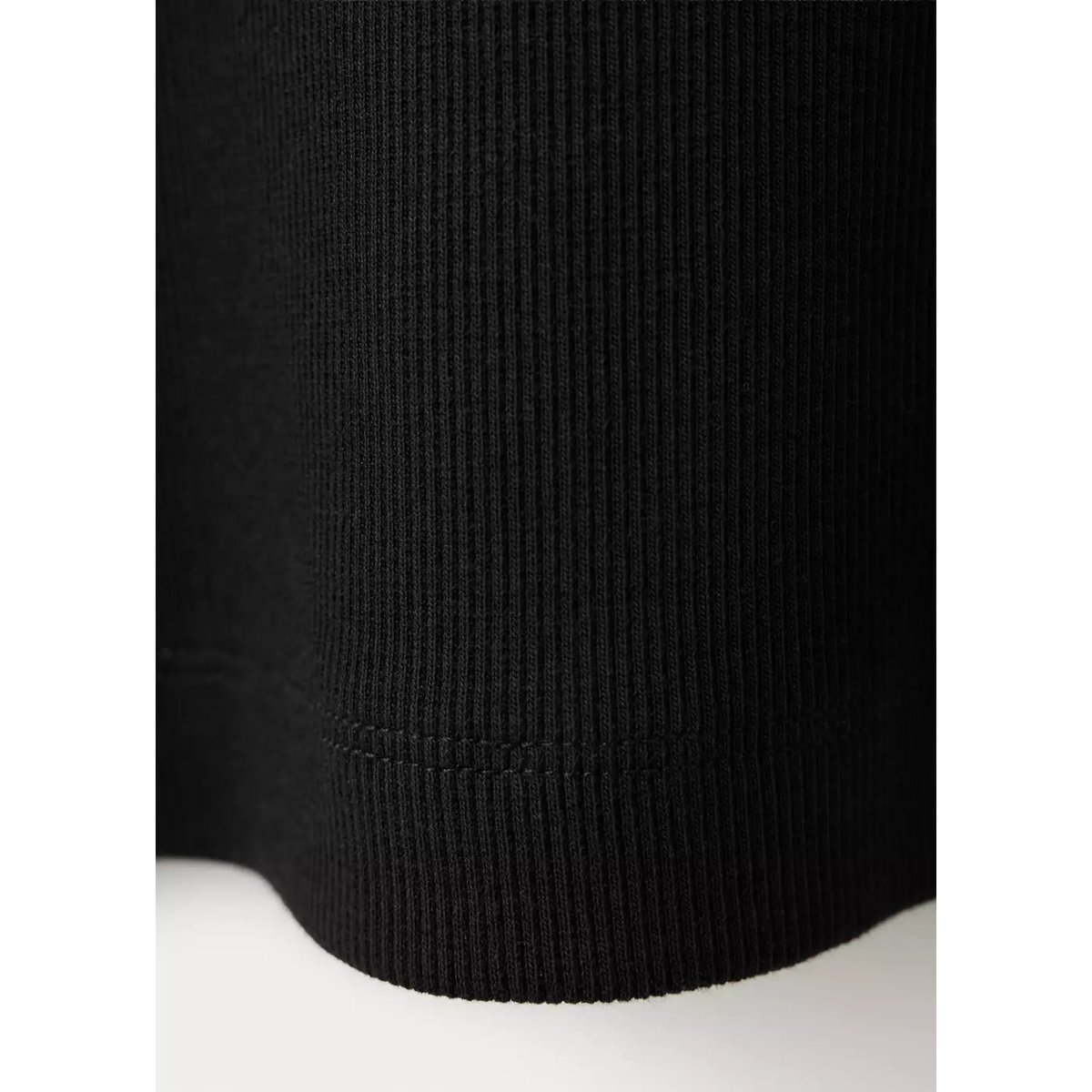 T-shirt en coton côtelé à col rond style boulanger noir, MANGO MAN