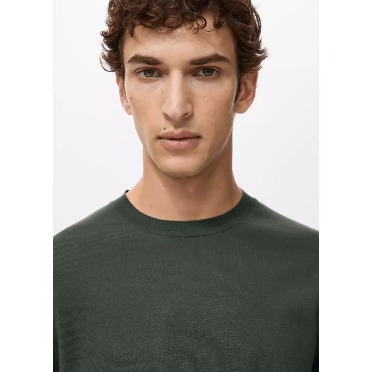 T-shirt maille fine 100 % coton kaki, MANGO MAN