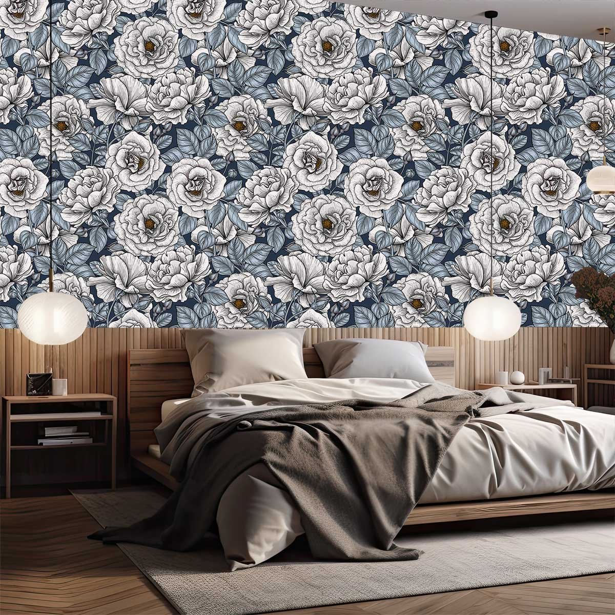 Papier peint campagnes bleues intissé, HEXOA