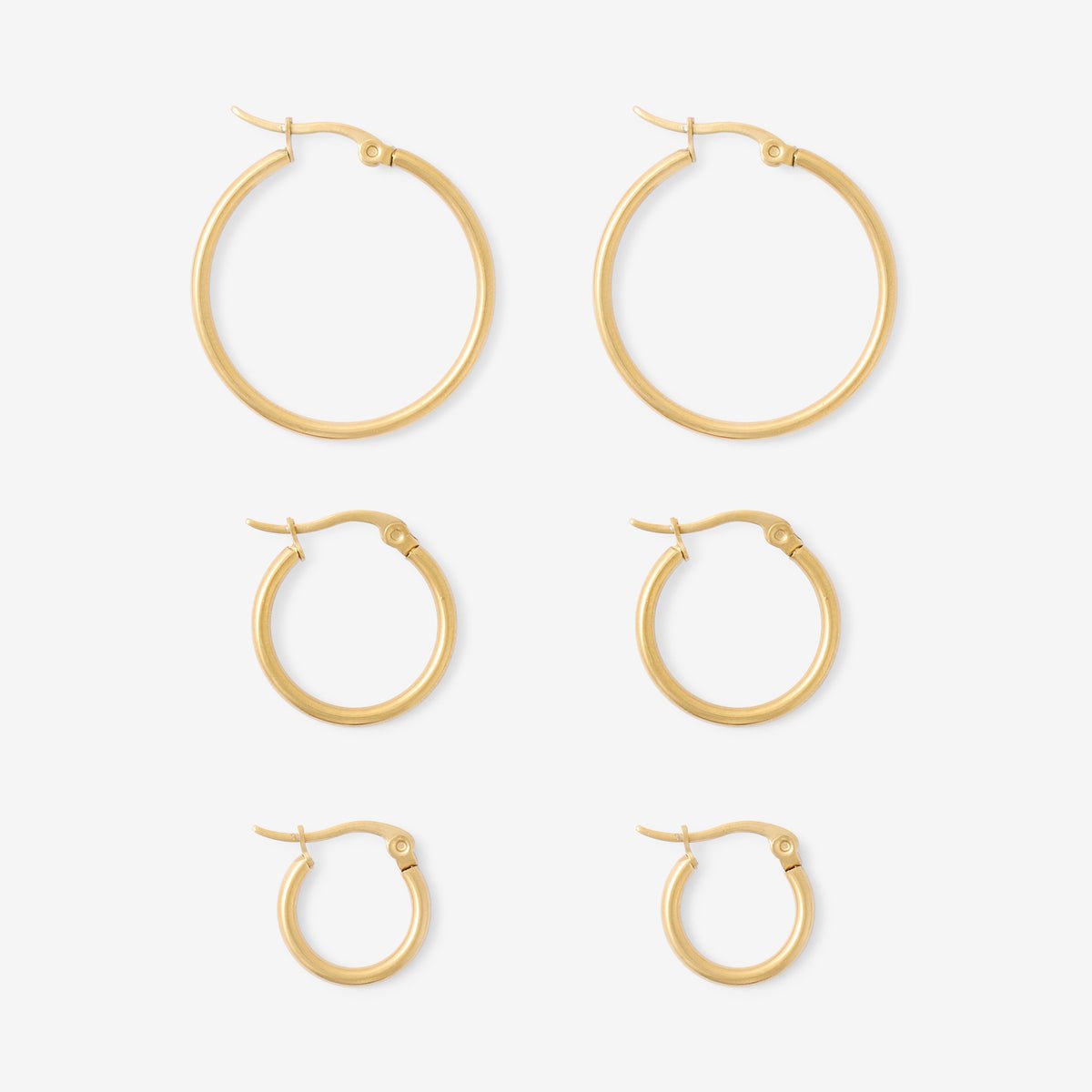 Set x3 créoles en acier inoxydable différentes tailles doré, BALABOOSTE