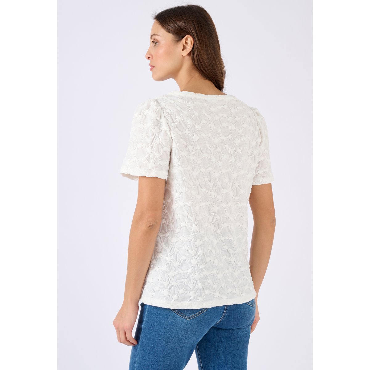 T-shirt maille reliéfée blanc cassé, DAMART