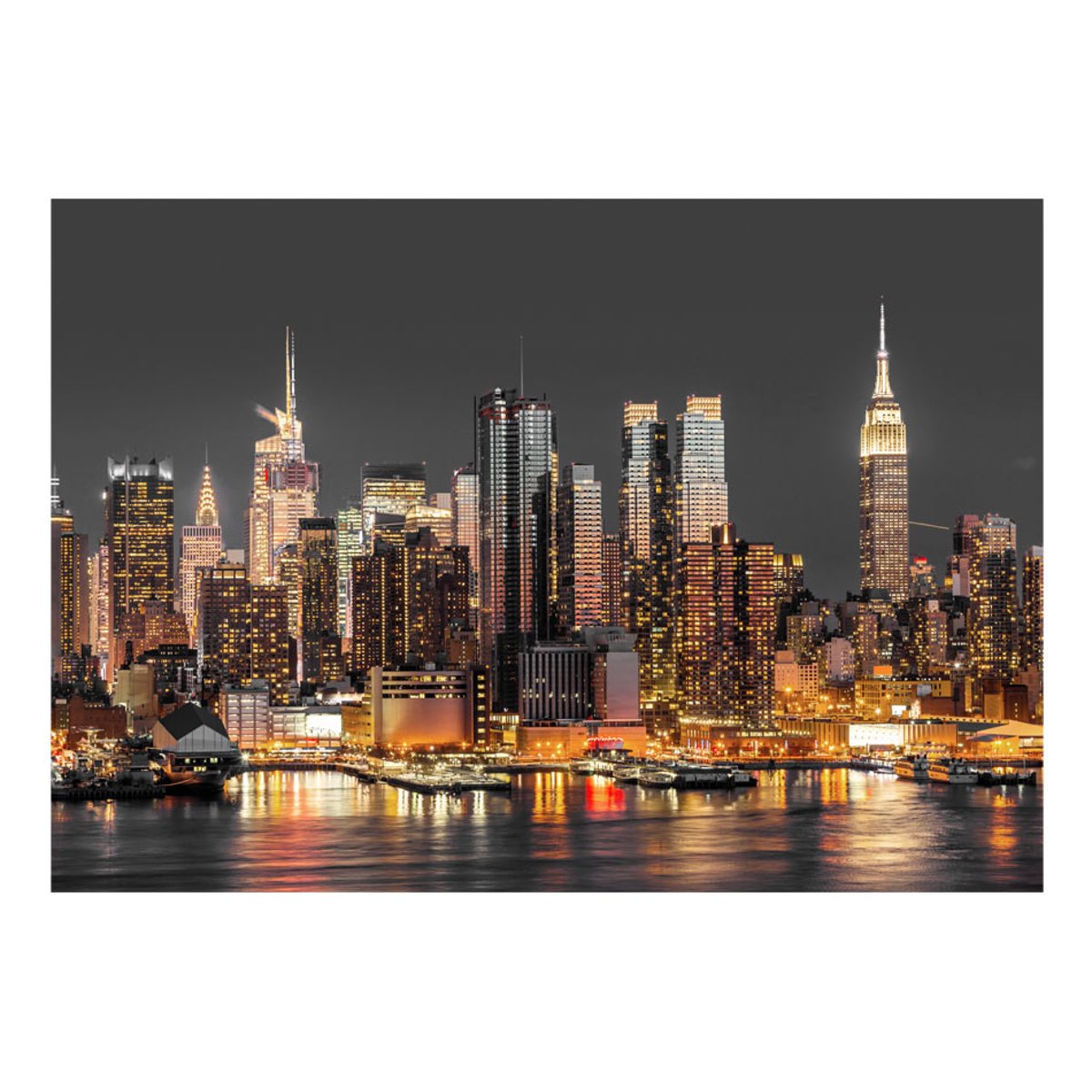 Papier peint intissé panoramique Ville et Architecture NYC: Twilight gris / argent, EDEN