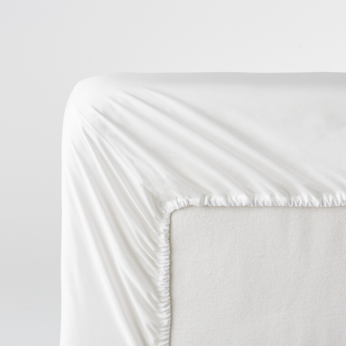 Drap-housse en percale de lyocell et coton, bonnet 30 cm, LONA blanc, LA REDOUTE INTERIEURS