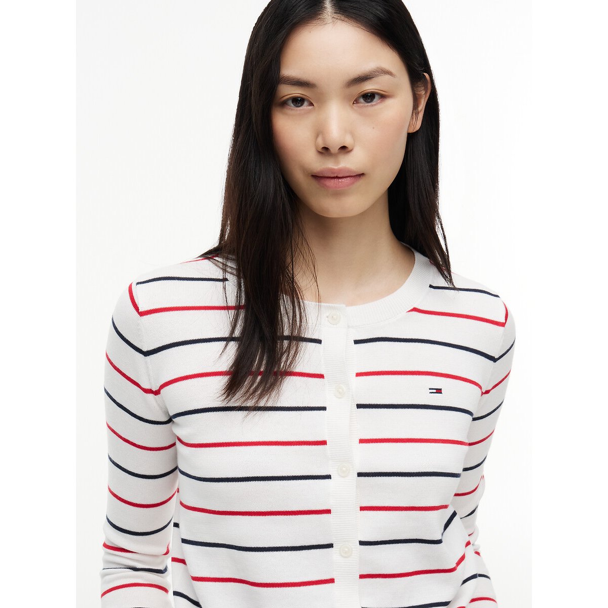 Cardigan col rond blanc/rouge/bleu, TOMMY JEANS
