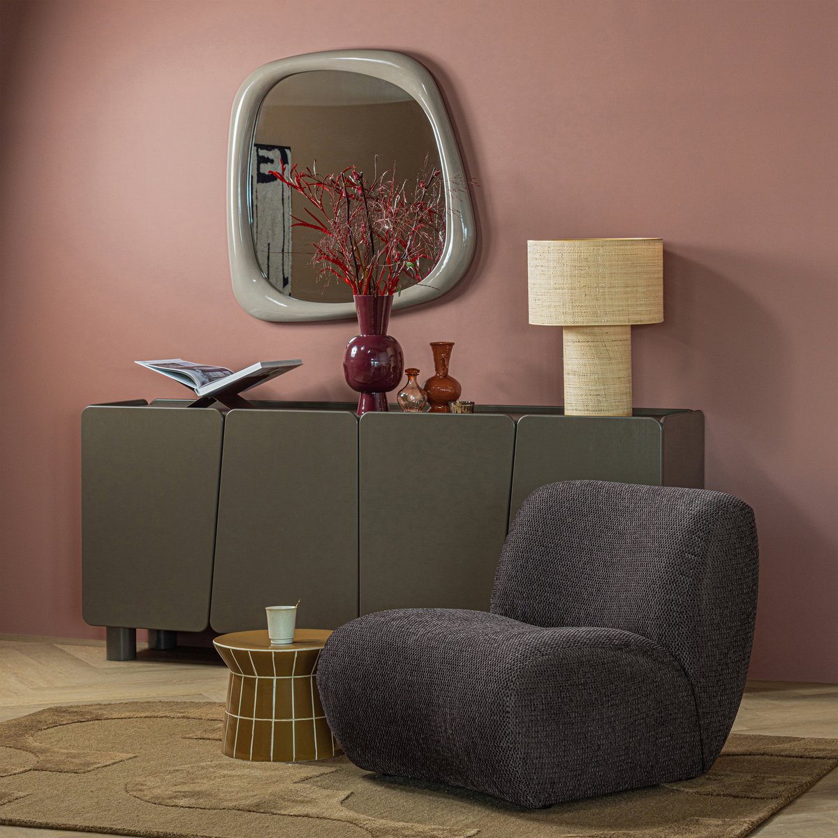 Table d'appoint en keramik PLU jaune miel, WOOOD
