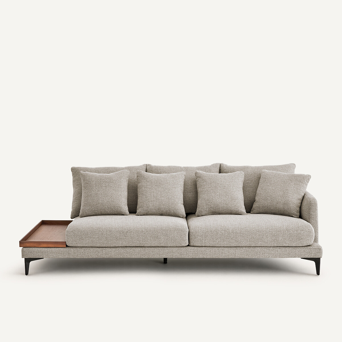 Demi-canapé avec plateau, en mélange texturé, MODERNISTE beige, EMMANUEL GALLINA X AM.PM