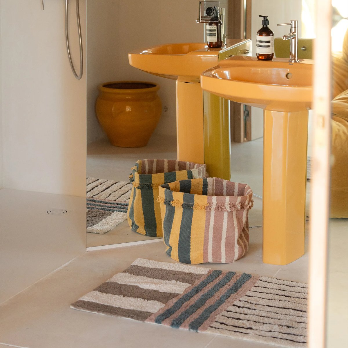 Grand panier COLOR ON naturel, miel foncé, terrazo, brun, LORENA CANALS