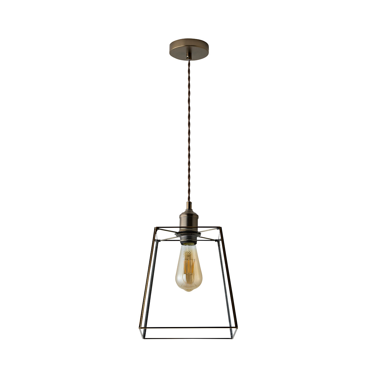 Sylvia Glass Lantern Pendant Light in Antique Brass transparent, SO'HOME