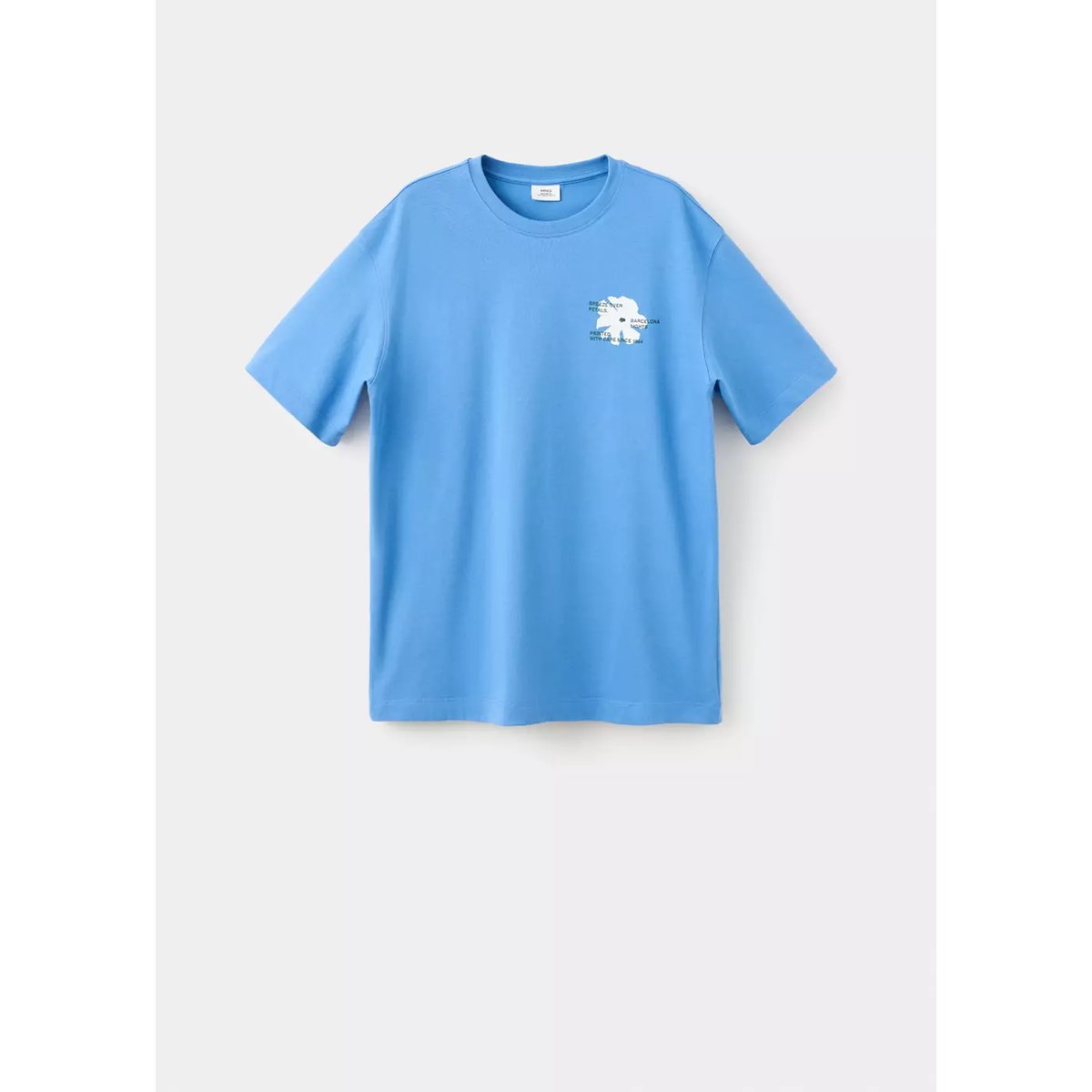 T-shirt 100 % coton imprimé bleu, MANGO MAN